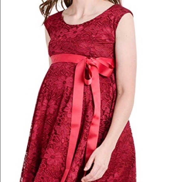 Maternity NWOT Gorgeous Red Floral Lace Dress - I wore this during post partum - Picture 6 of 8